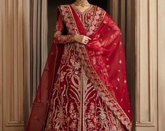 Latest Pakistani Indian Wedding Dresses Bridal Front Open Lehenga Embroidery Clothes Salwar Kameez Guest Outfits Collection Custom Stitched