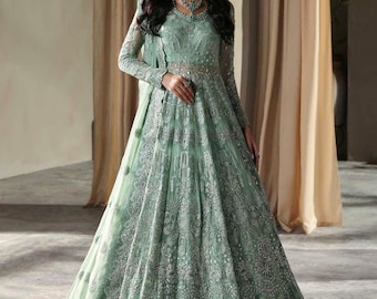 Luxury Chiffon Embroidered Maxi Lehenga, Pakistani Wedding Dress, Custom Stitched, Party Wear Outfit, Indian Dresses, Eid Salwar Kameez