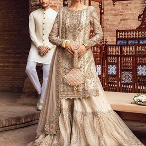 Pakistani Wedding Dresses Off White Nikkah Gharara Kurti Guest Outfit Embroidery Salwar Kameez Indian Bridal Clothes Dholki Custom Stitched