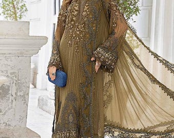 Embroidered Chiffon Salwar Kameez: Pakistani Wedding, Eid Party Dress