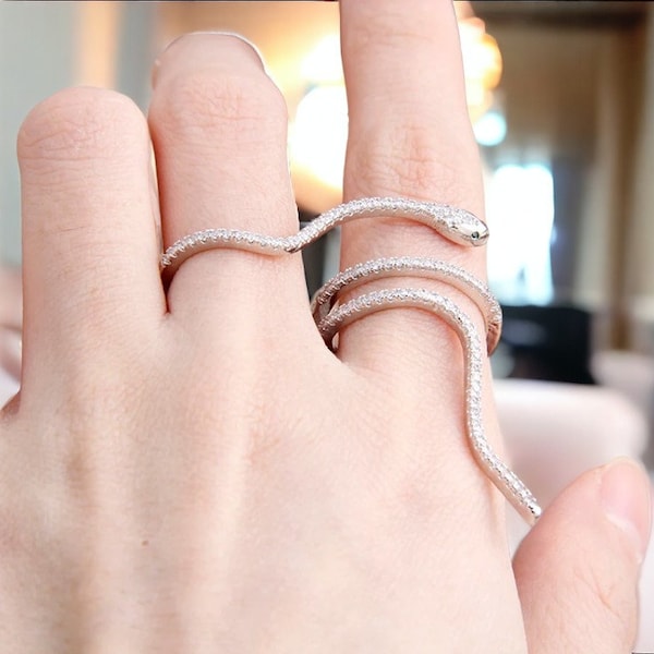 Double Ring For Two Finger, New Arrival Ring Season, Zircon Snake Adjustable Rings, Delicate Jewelry, Wedding Crystal Rings, Gold Snake Ring