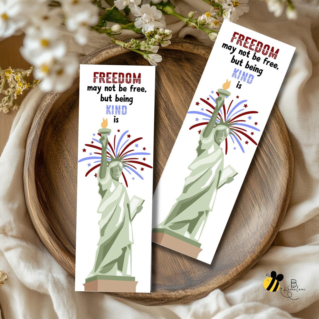 Freedom Bookmarks Lady Liberty 4th of July Bookmarks | Printable Digital Download | Being ...