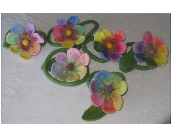 Needle felted flower - can be used as a curtain tie back, wrist or neck ornament