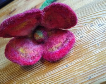 Needle felted flower - can be used as a curtain tie back, wrist or neck ornament