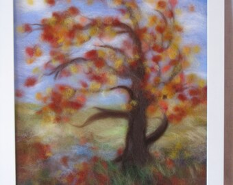 Autumn. Afternoon. Air. - wool fiber art, wall hanging, wool picture