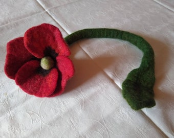 Needle felted flower - can be used as a curtain tie back, wrist or neck ornament