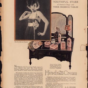 1920 Hinds Honey and Almond Cream Antiker Druck Werbung 600 dpi DIGITAL DOWNLOAD - Dezember 1920 Theater Magazine - Art Deco Wandkunst