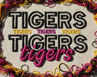 Tigers Embroidery Font Design, Sports Mascot Machine File, Digital Download