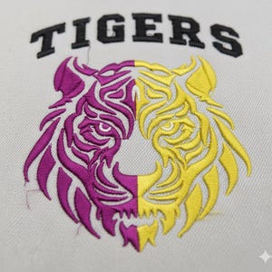 Purple and Yellow Tigers Embroidery Design: LSU Machine File (Digital Download)