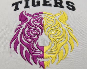 Lila und Gelbe Tiger Stickdatei: LSU Stickdatei (Digitaler Download)