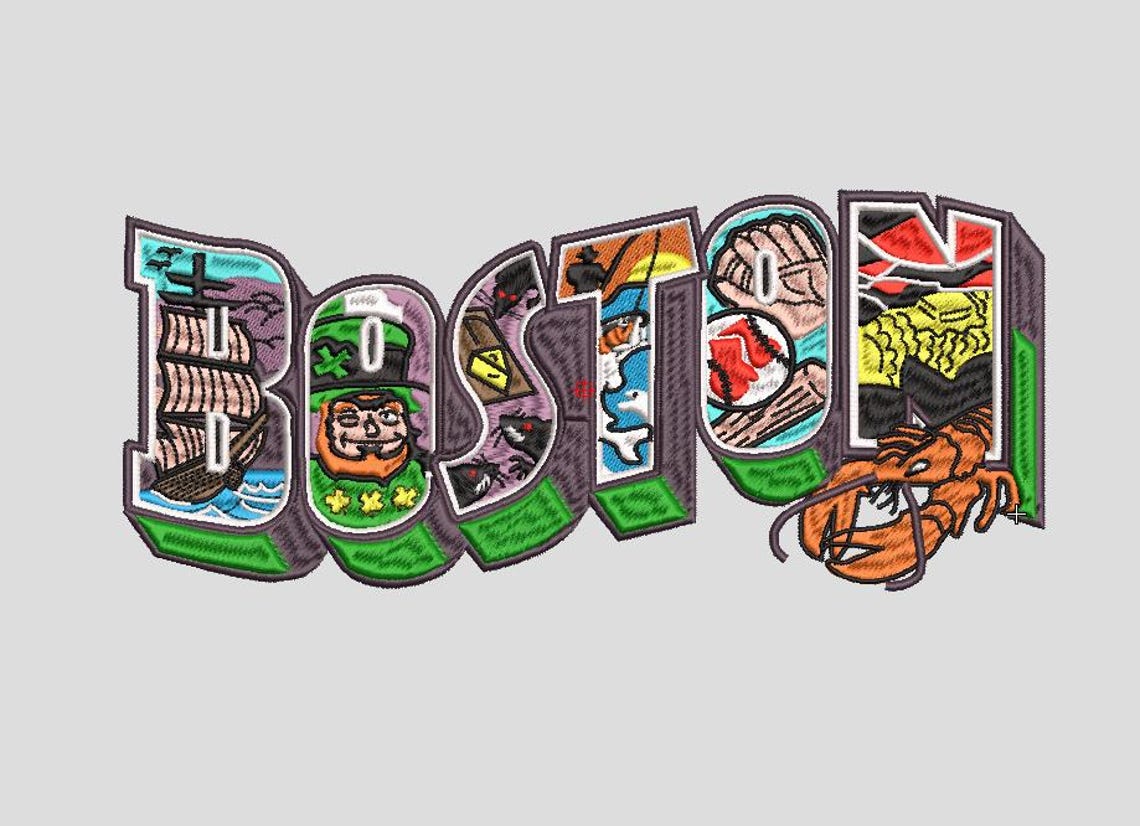 Boston Embroidery Design: Illustrated City Letters (digital Download ...