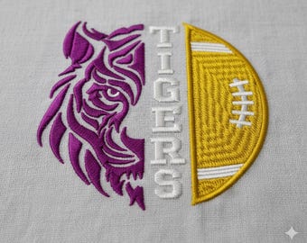 Tigers Stickdatei: LSU Purple Tiger, Fußball (Digitale Datei)