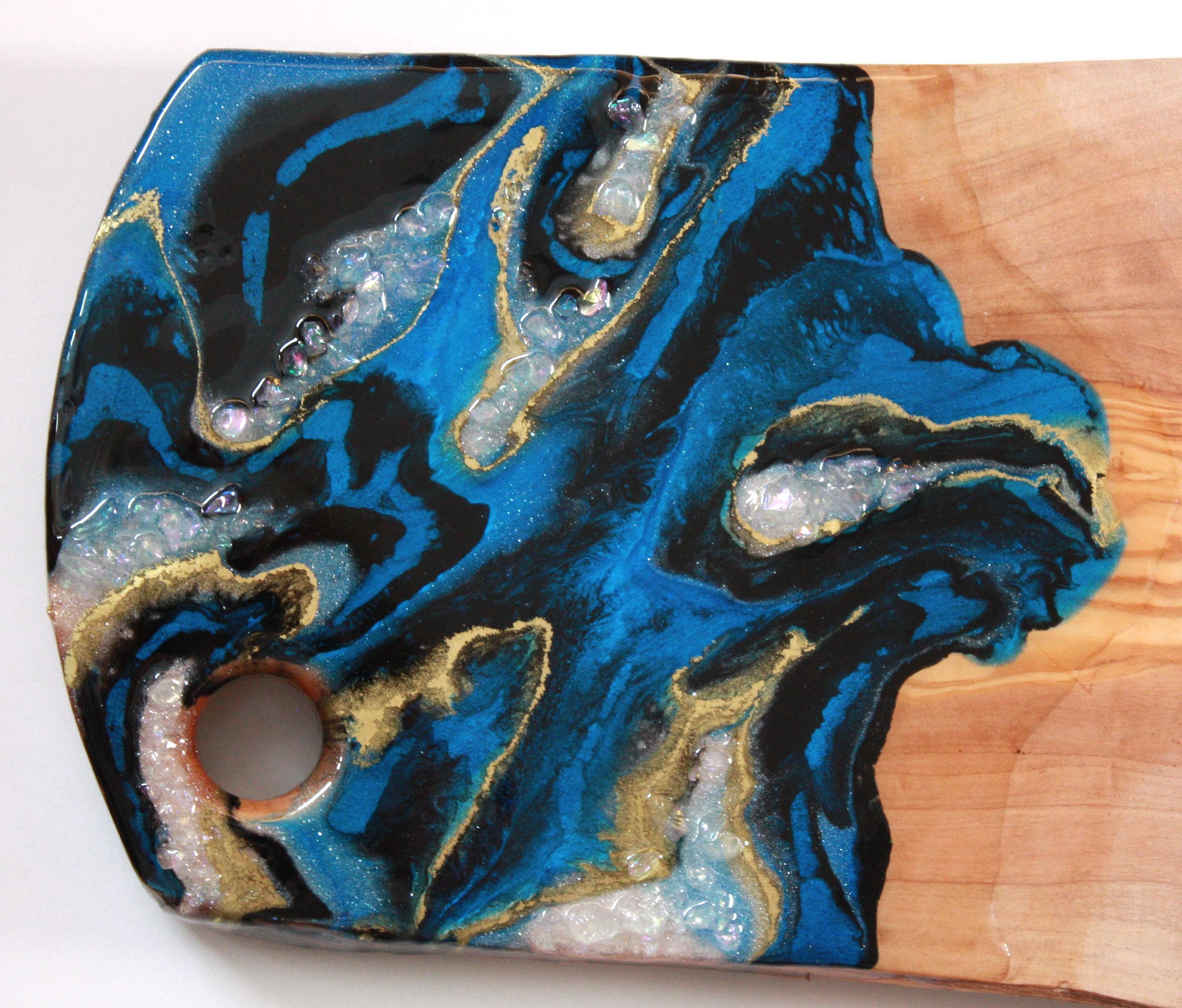 Olive Wood Charcuterie Board With Resin Design - Etsy