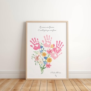 Benutzerdefinierte Kunstdruck Handabdruck Liebe Andenken Blumenstrauß Mama Mutter Valentine sinnvolles Geschenk für sie DIY Craft Kid Kinder Kleinkind Aktivität