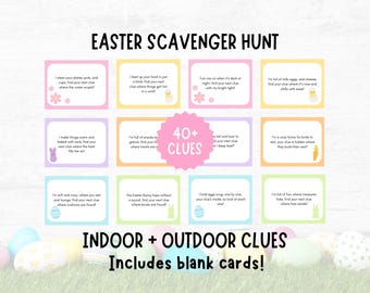 Búsqueda del tesoro de Pascua para niños, Juego de Pascua para interiores y exteriores, Pistas para la búsqueda de Pascua, Búsqueda de huevos de Pascua, Actividades de Pascua para niños, Pistas para la búsqueda del tesoro