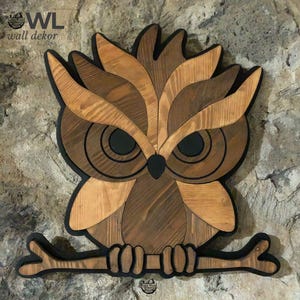 Wall Hanging Wooden Owl – Handmade Special Design, Rustic & Modern Home Decor