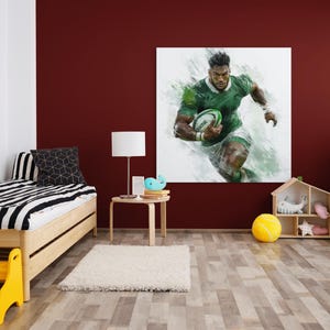 Rugby Player Digital Art Print | Green jersey | Rugby Wall Art | Rugby Wall Decor | Rugby Poster | Digital Download | Rugby Fan Gift