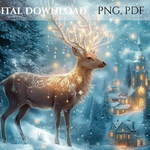 Magical Christmas reindeer - digital painting