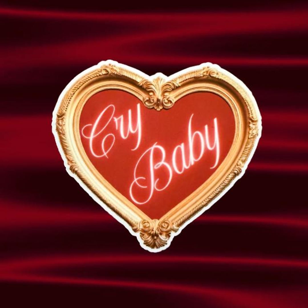 Cry Baby Sticker - Heart Shaped Gold Frame, for Laptop, Water Bottle ...