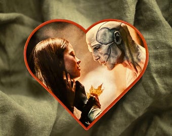 The Creatures - Heart shaped Frankenstein and Elizabeth sticker for water bottle or laptop