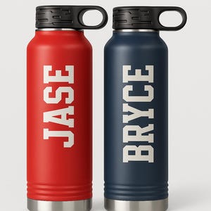 Custom Logo Custom Name Water Bottle, Personalized Laser Engraved Water Bottle w Straw, Sport Team Water Bottle, Bulk Company Gift
