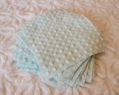Vintage Chenille Fabric Quilt Squares - 15 - 6 inch squares, Morgan Jones aqua popcorn - 500-586 - BARGAIN prices