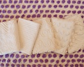 Vintage Chenille Fabric Mini Sets - Five 12 quot x 18 quot pieces - Just Whites - 200-131