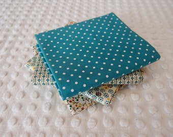 Fabric - quality quilt fabric - aqua calico dots fabric - 4 pieces - F24-20