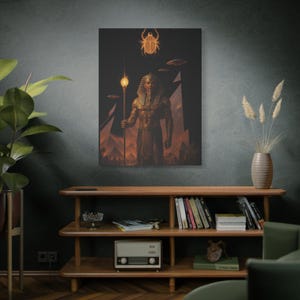 Ancient Egyptian Canvas Art Print, Pharaoh Wall Decor, Home Office Art, Unique Gift, Egyptian Mythology