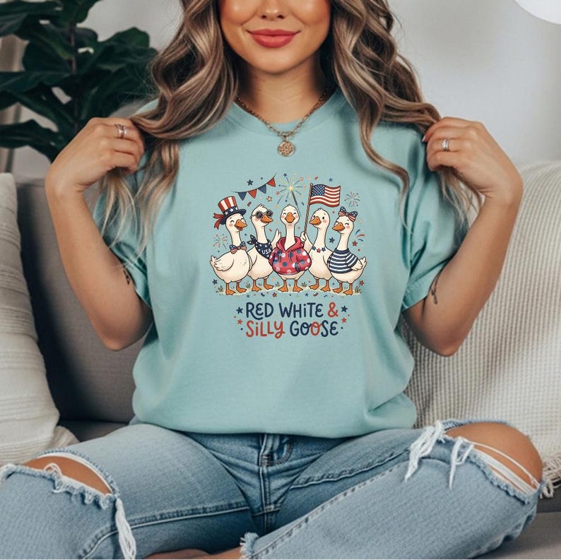 Silly Goose 4th of July DTF Transfer, Independence Day Iron On, Funny Patriotic Transfer