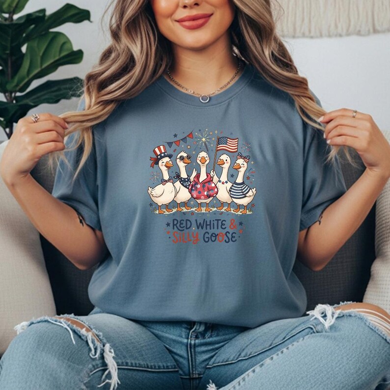 Silly Goose 4th of July DTF Transfer, Independence Day Iron On, Funny Patriotic Transfer