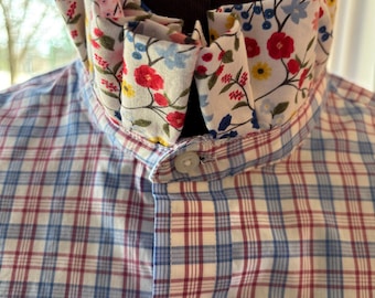 Upcycled Contrast Ruffle Collar Blouse