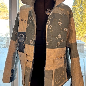 Handmade Patchwork French Chore Quilt Coat