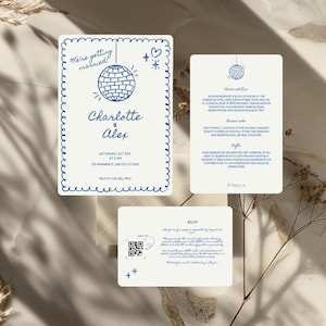 Pacchetto di inviti di nozze / Suite di nozze illustrata / Estetica Old Money / Invito + RSVP + Scheda dettagli