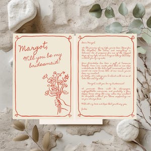 Modelo de cartão de pedido de casamento desenhado à mão para madrinhas | Editável no Canva | Você será minha madrinha? | Pedido de casamento para madrinha de casamento | Para impressão ou digital