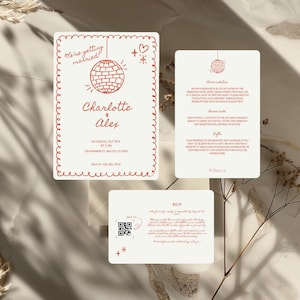 Hochzeitseinladungs-Bundle | Illustrierte Hochzeitssuiten | Alte Geldästhetik | Einladung + Antwortkarte + Detailkarte