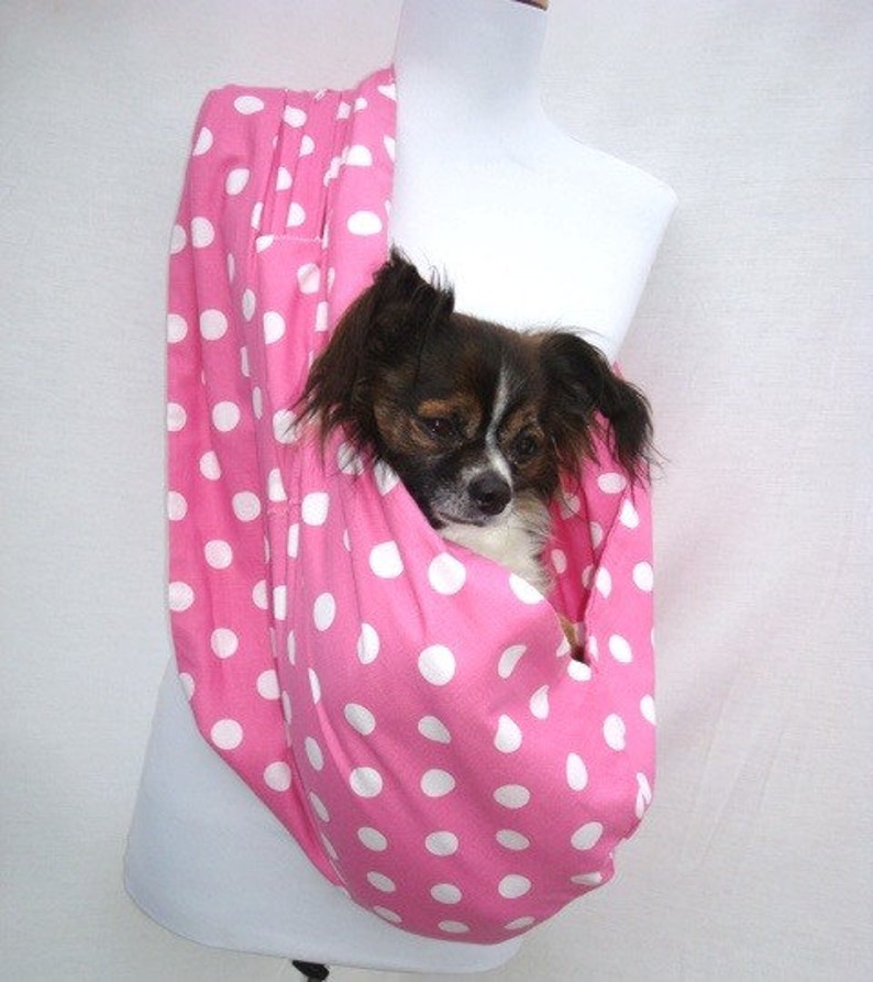 Pet Dog Sling Carrier Pink and White Polka dot