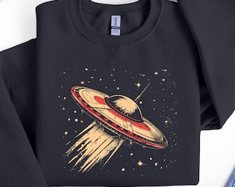 Retro Alien Abduction Tee, Trippy Space UFO Sweat, Outer Space Graphic Sweat, Psychedelic Galaxy Print, Funny Sci Fi T-Shirt Sweatshirt
