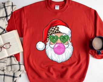 Santa Bubble Gum Christmas Sweat, Christmas Santa Sweatshirt, Xmas Bubble Gum Shirt, Santa Claus Christmas Sweater, Funny Santa Xmas Gifts