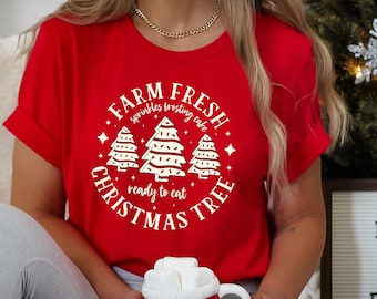 Farm Fresh, Christmas Tree Shirt, Xmas Tree Cake Shirt, Christmas Cake Shirt, Christmas Crewneck, Christmas Shirt For Women, Holiday Shirt