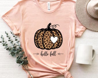 Hello Fall Shirt, Leopard Pumpkin Shirt, Cheetah Pumpkin Shirt, Thanksgiving, Thankful Shirt, Fall Shirt, Hello Pumpkin, Family Matching