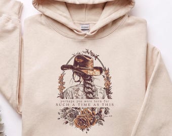 Esther 4:14 Christian Cowgirl Hoodie, Such a Time as This Western Faith Pullover