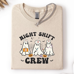 Night Shift Crew, Halloween Nurse Shirt, Retro Spooky Nurse T shirt, Registered Nurse Shirt, Nursing School Tee, Halloween RN Shirt