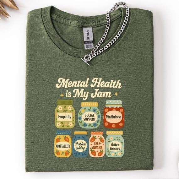 Mental Health Is My Jam Shirt, Cute Therapy  Shirt, Mental Health Awareness ,Self-Care Jars, Counselor Social Worker Gift, Mindfulness Quote