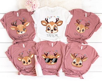 Reindeer Family Christmas Shirt,Personalized Christmas Family Shirt,Custom Family Name Tee,Funny Christmas Tee,Gift For Christmas,Xmas Gift