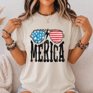 Merica Sunglasses T-Shirt, Funny Patriotic Tee, 4th of July Shirt, USA Flag Glasses Shirt, America Graphic Tee, Patriotic Sweatshirt Hoodie