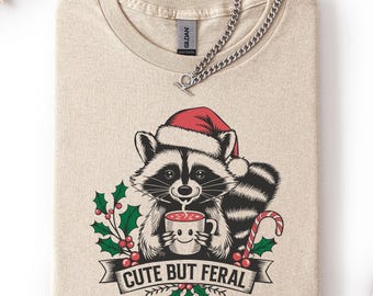 Shirt Schattig maar wilde wasbeer, grappig sarcastisch shirt, grappige meme wasbeer T-shirt, shirt wasbeer liefhebbers, grappige wasbeer Tee, kerstshirt