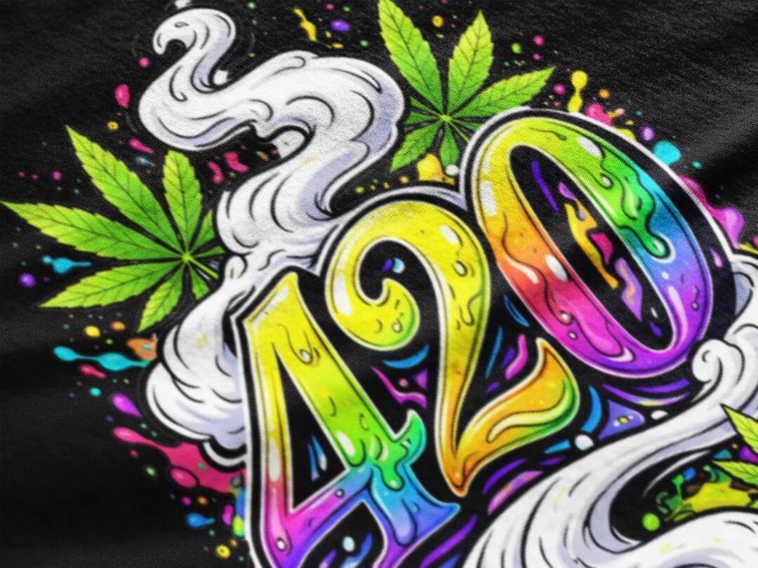 420 Graphic T-shirt | Colorful Weed Art Tee | Stoner Streetwear Shirt ...