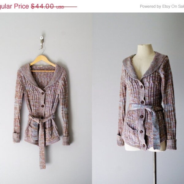 SALE 25% OFF 70s sweater / 1970s spacedye cardigan / Finestra sweater