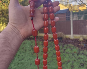 Groot oud eimodel bakeliet Duitse formule kersen amberkralen, Tesbih, Tasbih, Misbaha, Tasbeeh, bidkralen, My Father-collectie n73